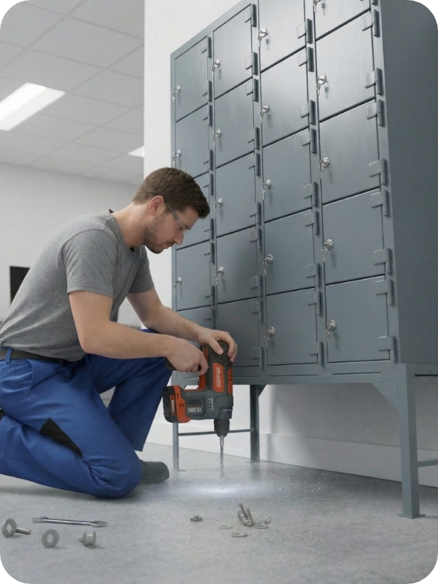 Facility staff planning storage installation